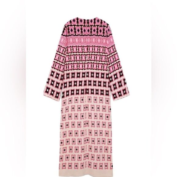 EUC Zara Retro Geometric Midi Long Sleeve Shift - Picture 4 of 12